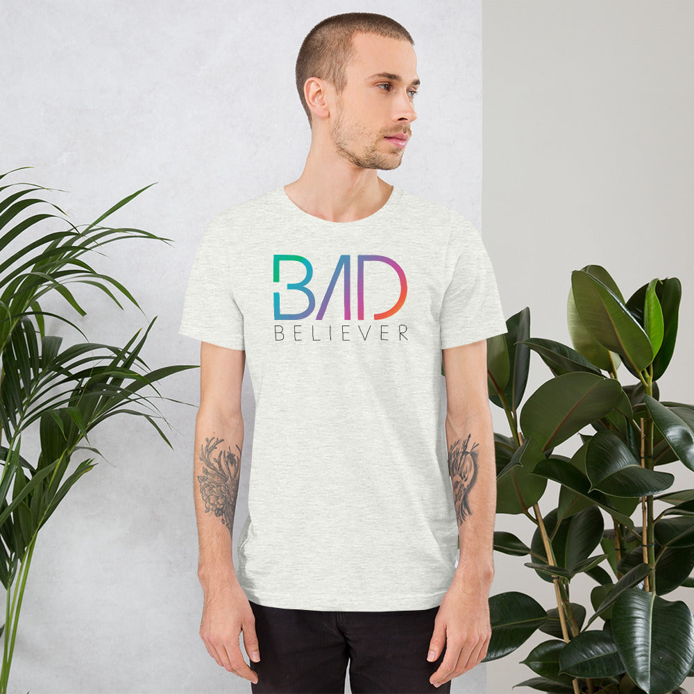 Bad Believer Rainbow Logo Unisex T-Shirt (Black Print)