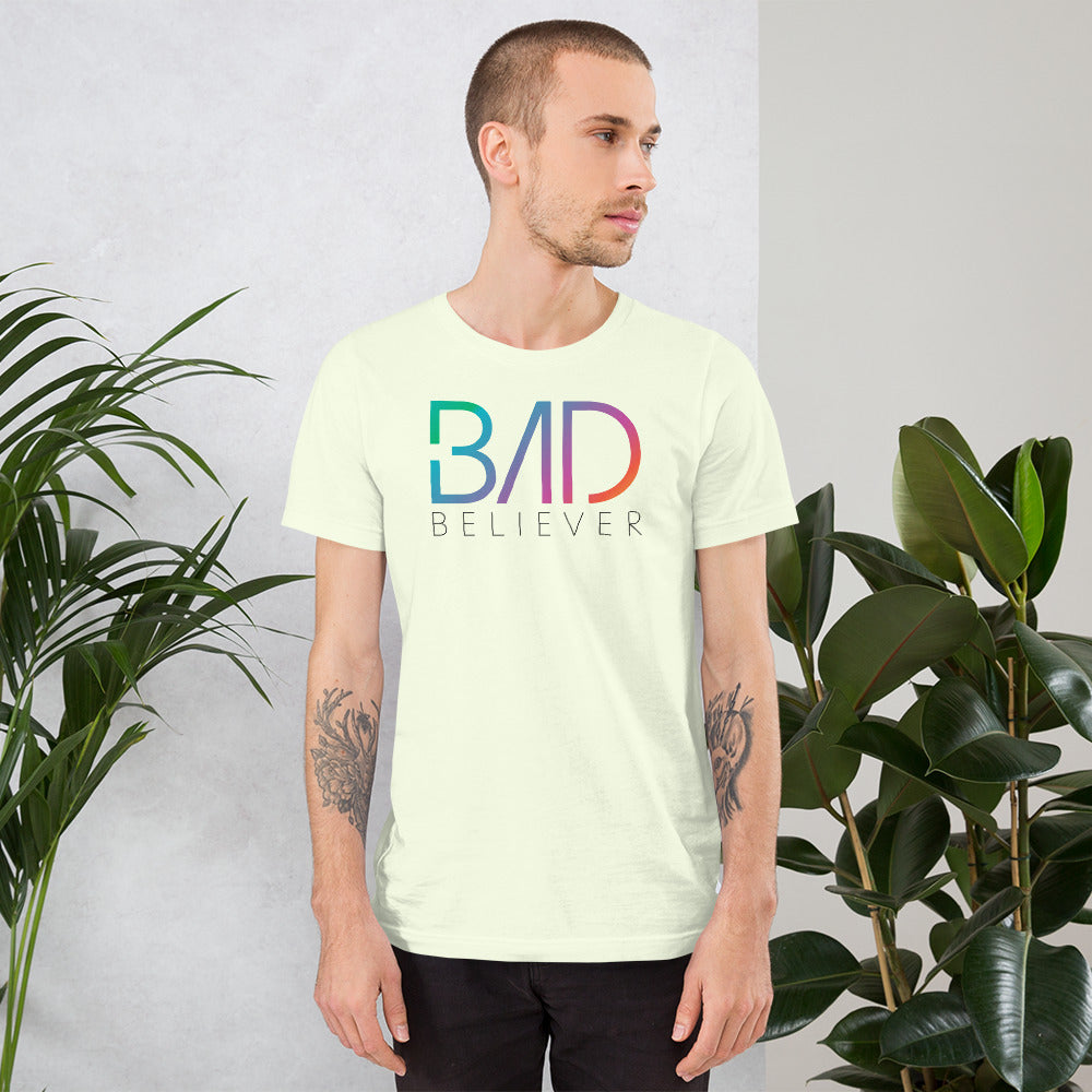 Bad Believer Rainbow Logo Unisex T-Shirt (Black Print)