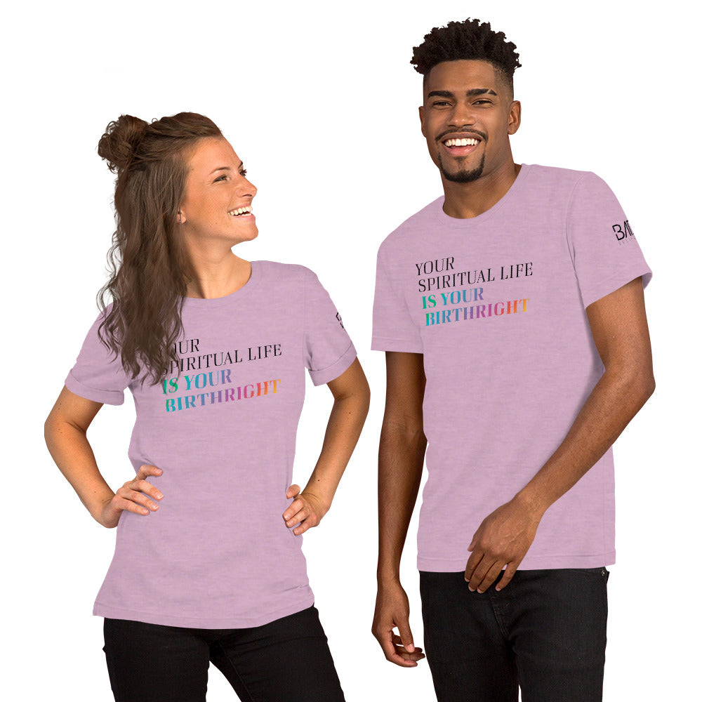 "Your Spiritual Life is Your Birthright" Unisex T-Shirt (Black Print)