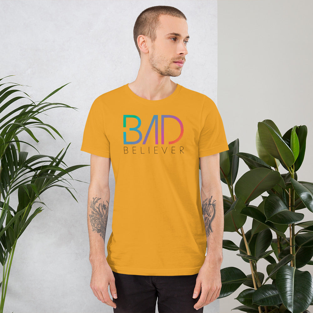 Bad Believer Rainbow Logo Unisex T-Shirt (Black Print)