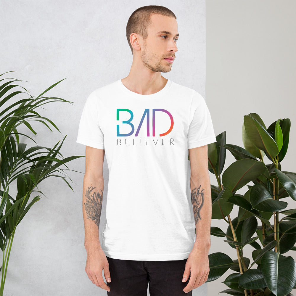 Bad Believer Rainbow Logo Unisex T-Shirt (Black Print)