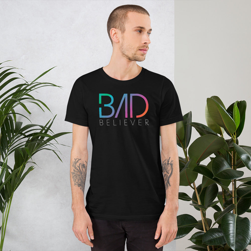 Bad Believer Rainbow Logo Unisex T-Shirt (White Print)