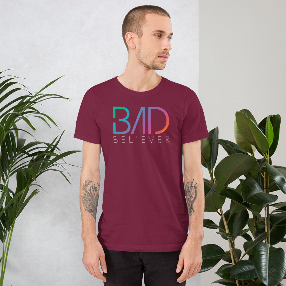 Bad Believer Rainbow Logo Unisex T-Shirt (White Print)